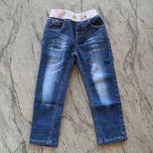 Boys Slim Elastic Waist Flower Lined Jogger Jeans